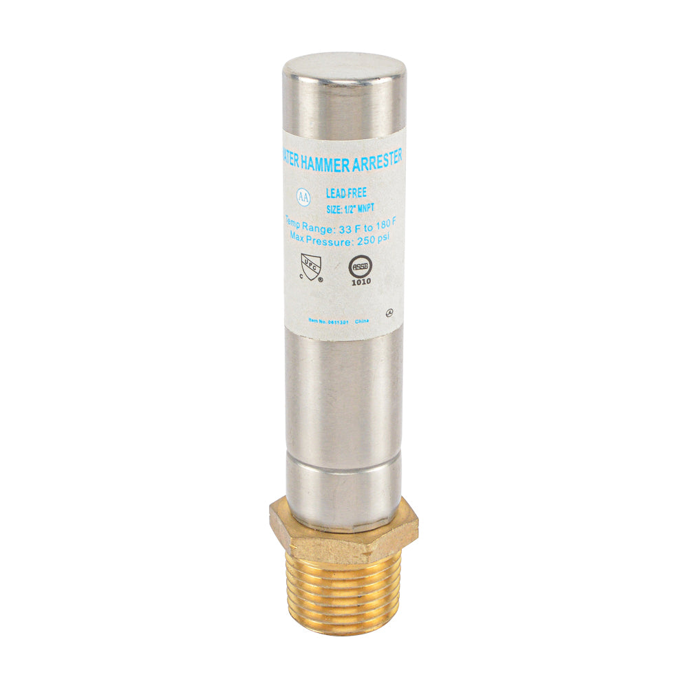 HYDRO MASTER Water Hammer Arrestor,Lead Free brass, 1/2"MNPT
