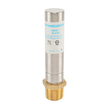 HYDRO MASTER Water Hammer Arrestor,Lead Free brass, 1/2"MNPT