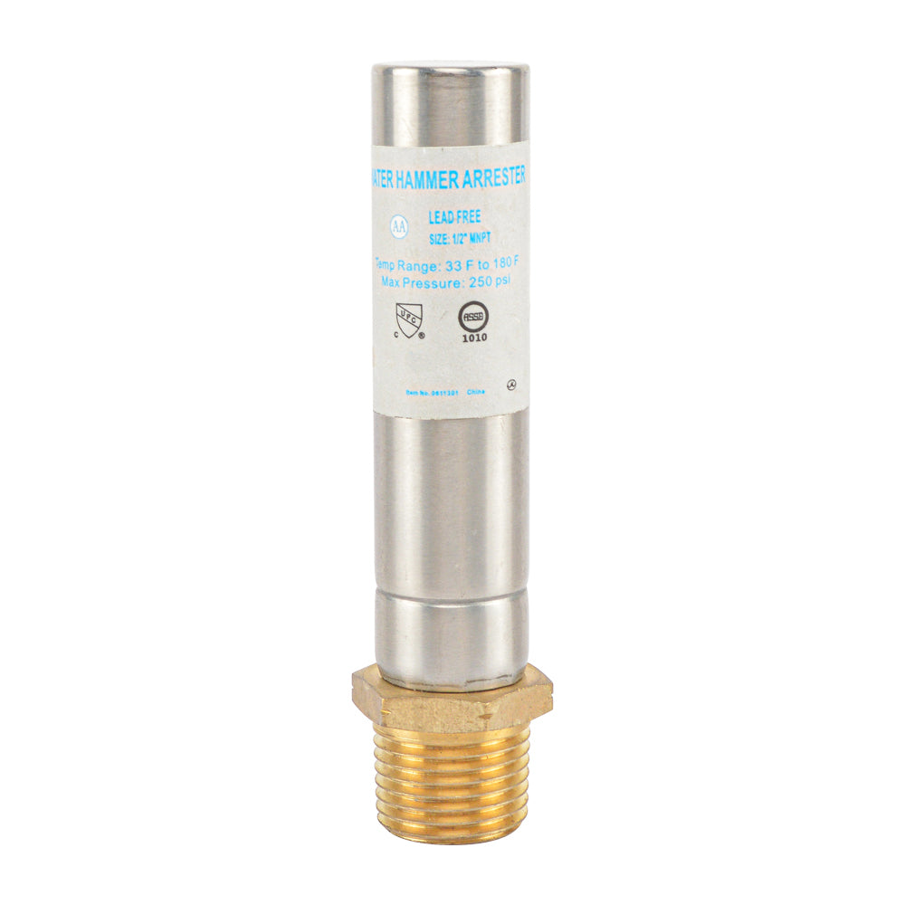 HYDRO MASTER Water Hammer Arrestor,Lead Free brass, 1/2"MNPT