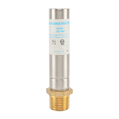 HYDRO MASTER Water Hammer Arrestor,Lead Free brass, 1/2"MNPT