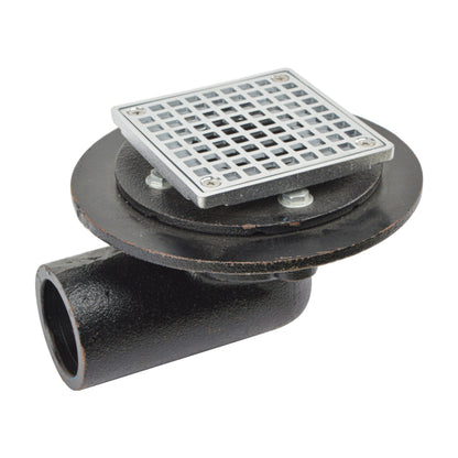 HYDRO MASTER Iron Brass Bathroom Square Strainer Shower Drain