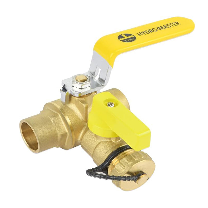 HYDRO MASTER 3/4" Sweat Full Port Ball Valve w/Drain & Reversible Handle - watertech plumbing supply