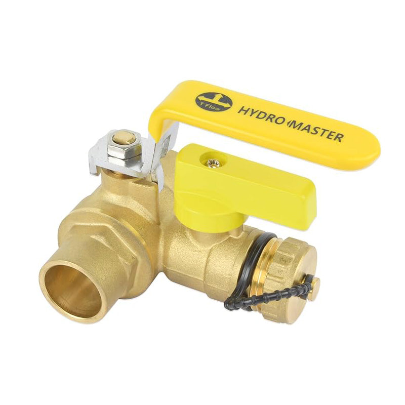 HYDRO MASTER 3/4" Sweat Full Port Ball Valve w/Drain & Reversible Handle - watertech plumbing supply