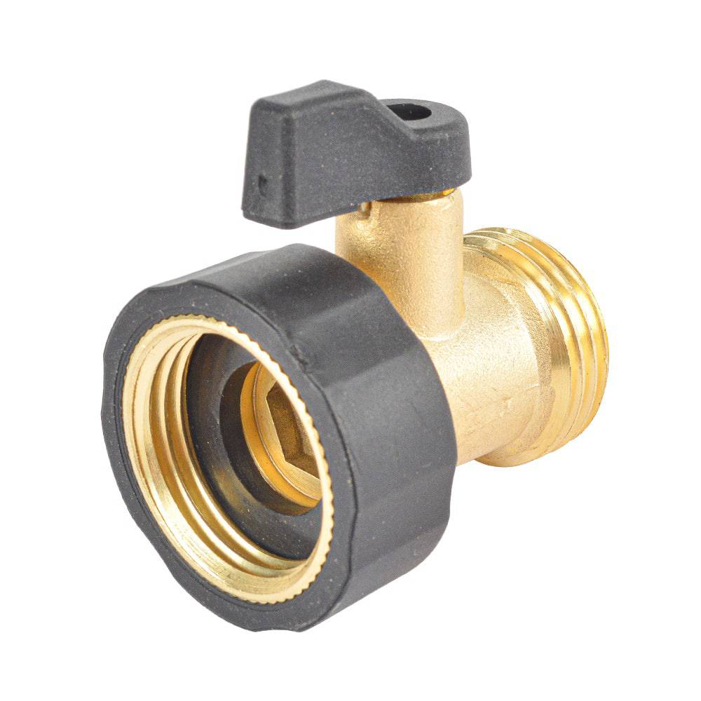 HYDRO MASTER 3/4" NH Heavy Duty Brass Shut Off Valves/Garden Hose Connectors with Extra Rubber Seals, 2 Pack - watertech plumbing supply