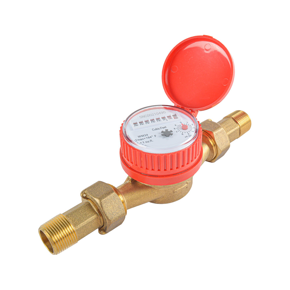 3/4" Red Brass Single Jet Dry Type Vane Wheel Water Meter - watertech plumbing supply