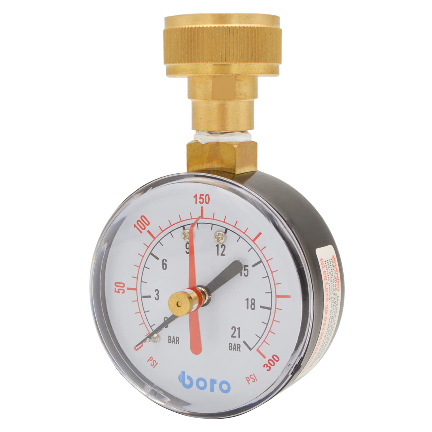 HYDRO MASTER 2-1/2" Water Pressure Test Gauge 300 psi, 3/4" Female Garden Hose Thread - watertech plumbing supply