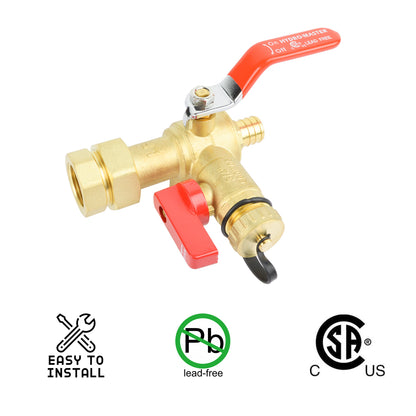 HYDRO MASTER Tankless Water Heater Valve Kit, Lead-Free Brass, NPT Thread x PEX Connection - watertech plumbing supply