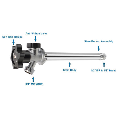 HYDRO MASTER Frost Free sillcock, 1/2" MIP x 1/2"MIP & 1/2"Sweat - watertech plumbing supply