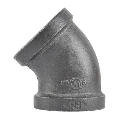 HYDRO MSATER NPT Thread Black Fittings 45° Elbow Iron Pipe Malleable Fittings - watertech plumbing supply
