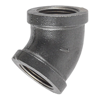 HYDRO MSATER NPT Thread Black Fittings 45° Elbow Iron Pipe Malleable Fittings - watertech plumbing supply