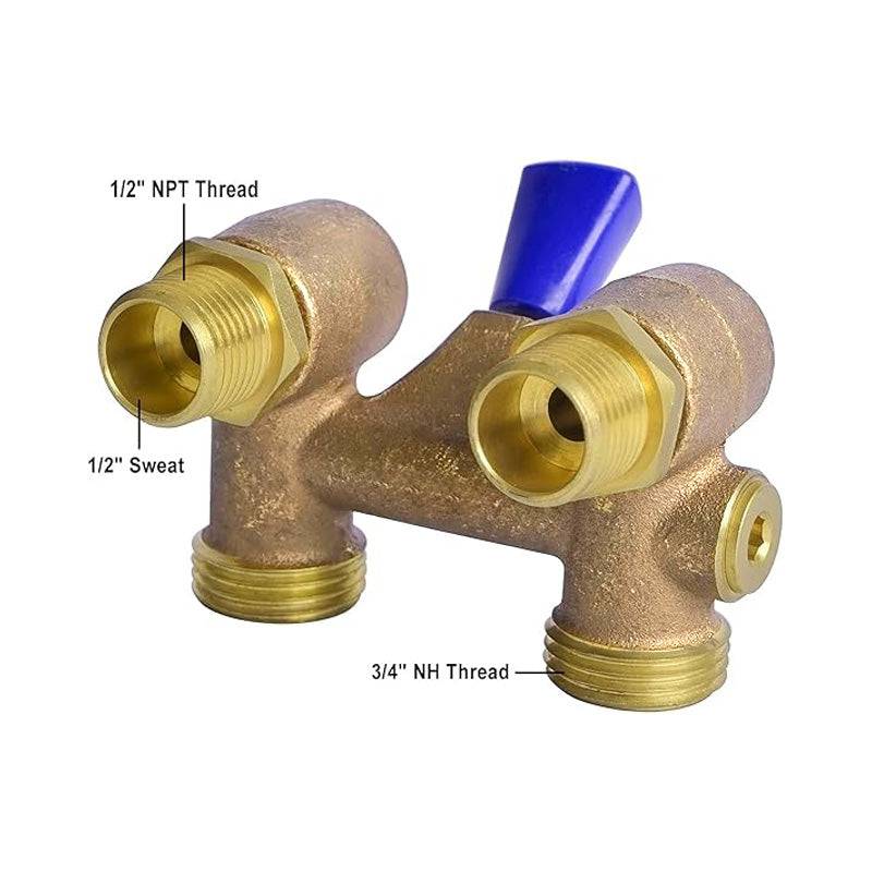 HYDRO MASTER Washing Machine Shut Off Valve，1/2" Male Pipe Thread × 3/4" Outlet Hose Thread. - watertech plumbing supply