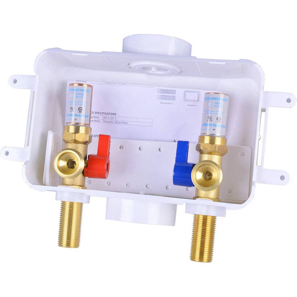 Hydro Master Washing Machine Outlet Box, Washing Stop Valves with Water Hammer Arrestor - watertech plumbing supply