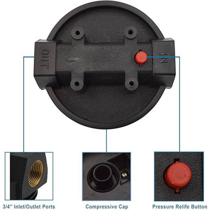 HYDRO MASTER Water Filter with Pressure Relife Button, Includes Housing, Filter Cartridge, Wrench, Bracket and Screw - watertech plumbing supply