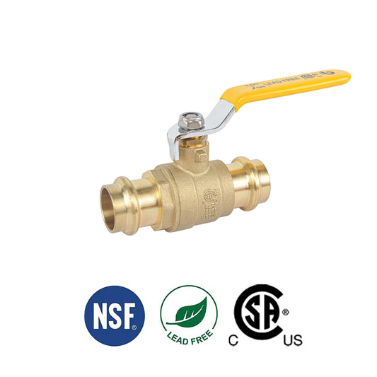 HYDRO MASTER Press Brass Ball Valve, Press x Press, Lead Free Brass - watertech plumbing supply