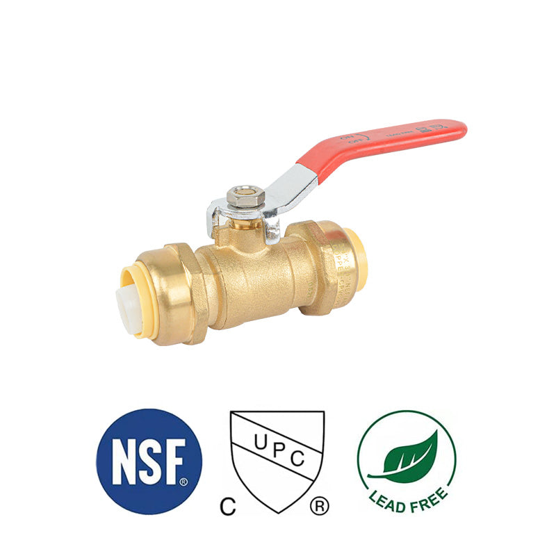 HYDRO MASTER Lead Free Push-to-Connect Push Fit Ball Valve, Lead Free Brass - watertech plumbing supply