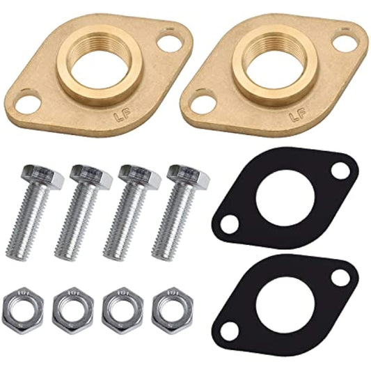 HYDRO MASTER Solid Brass Flange Kit with Gaskets, NPT thread, For Radiant Heating Systems