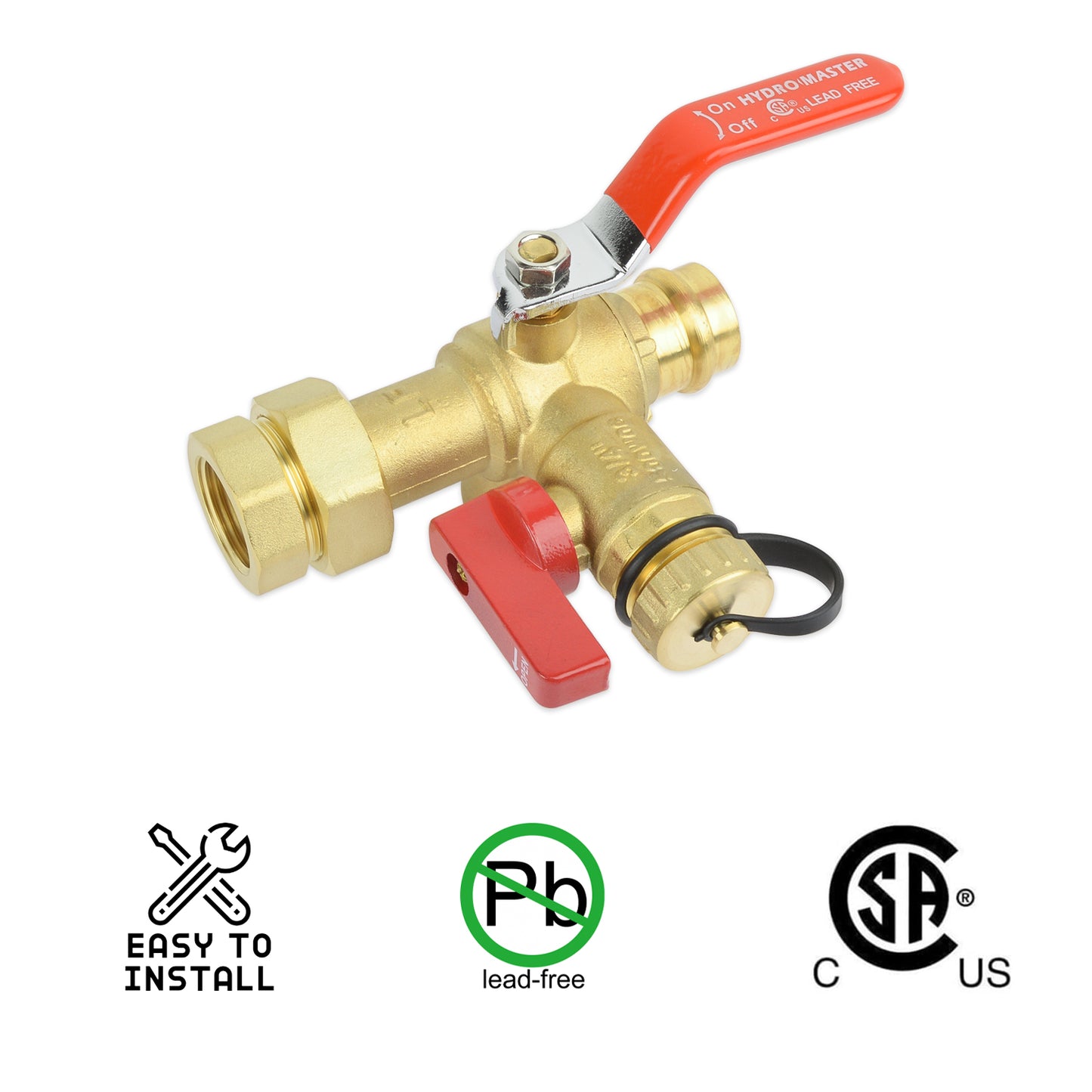 HYDRO MASTER Tankless Water Heater Valve Kit, Lead-Free Brass, NPT Thread x PEX (F1960) Connection - watertech plumbing supply