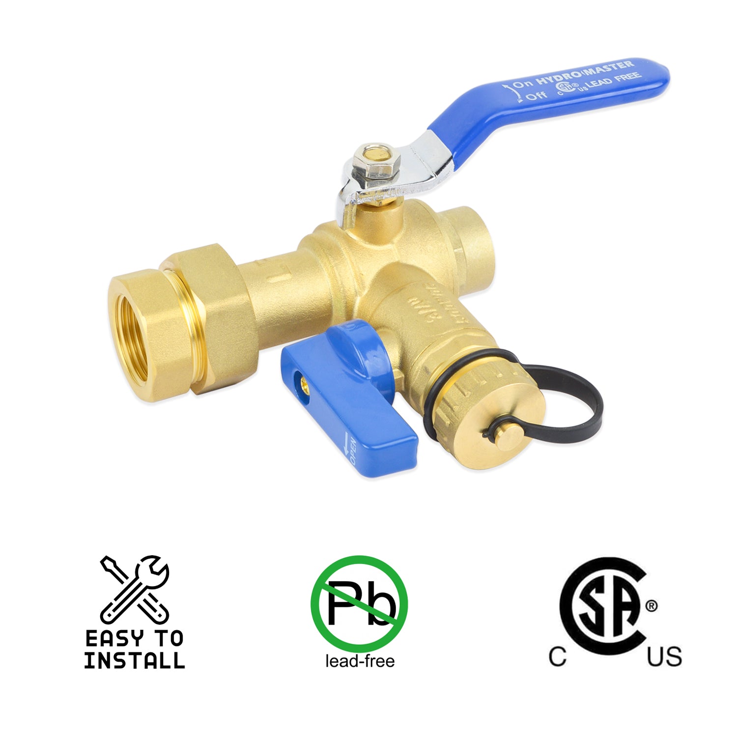 HYDRO MASTER Tankless Water Heater Valve Kit, Lead-Free Brass, NPT Thread x Sweat Connection - watertech plumbing supply