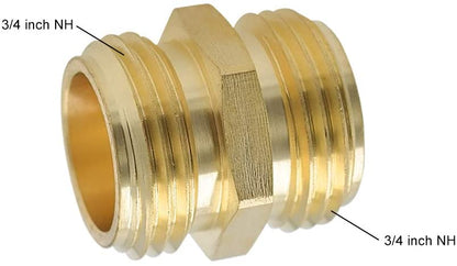 HYDRO MASTER 0712701 3/4 Inch Brass Garden Hose Adapter Double Male Quick Connector, Solid Brass 2 Pack