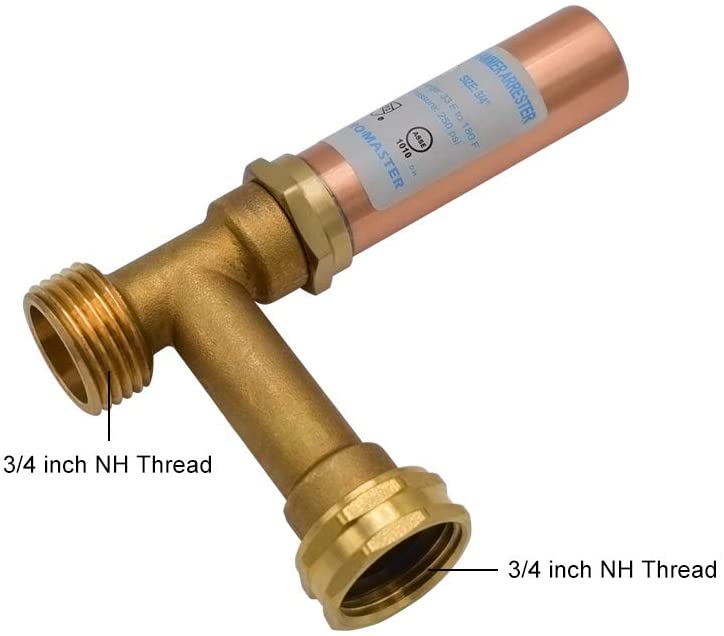 HYDRO MASTER 0611001 Tee Water Hammer Arrestors, 3/4 in. FHT x 3/4" in. MHT
