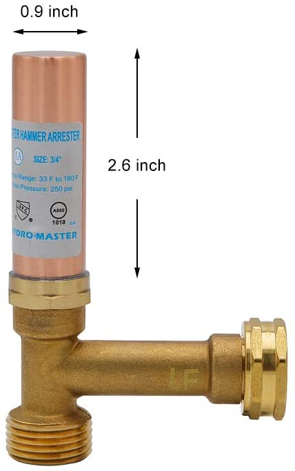 HYDRO MASTER 0611001 Tee Water Hammer Arrestors, 3/4 in. FHT x 3/4" in. MHT