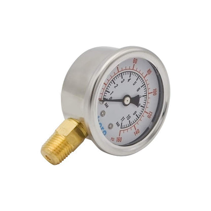 HYDRO MASTER Dual Scale 2" Stainless Steel Case Regulator Gauge with Liquid Filled,1/4" NPT Bottom Connection