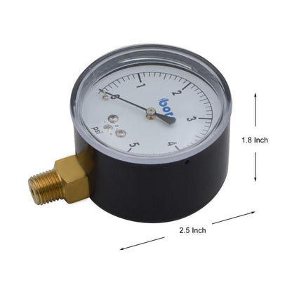 HYDRO MASTER 0221601 Gas Test Gauge Kit,2-1/2" Steel case Low Pressure Gauge(0-5 Psi),1/4"NPT Brass Lower,3/4" FNPT Chromed Manifold，+/- 1.5% Accuracy