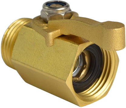 HYDRO MASTER Heavy Duty 3/4" Brass Shut Off Valve with Large Handle, Full Flow Garden Hose Connector
