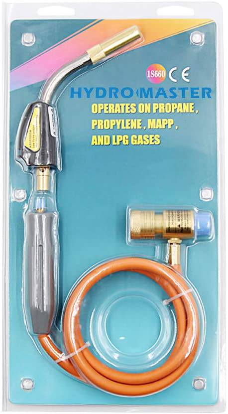 HYDRO MASTER 0280101 Self-Lighting Hand Welding Torch with 60 Inch Hose, connection suitable for Propane MAPP Propane and LPG Gas - watertech plumbing supply