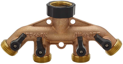 HYDRO MASTER 4 Ways Garden Hose Splitter,3/4" Garden Hose Spigot Adapter with 4 Valves,Fits All Garden Hose.