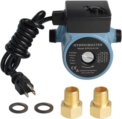 HYDRO MASTER 3/4" NPT Hot Water Circulator Pump with 3-Speed Control for Water Heater System (US standard Plug Included)