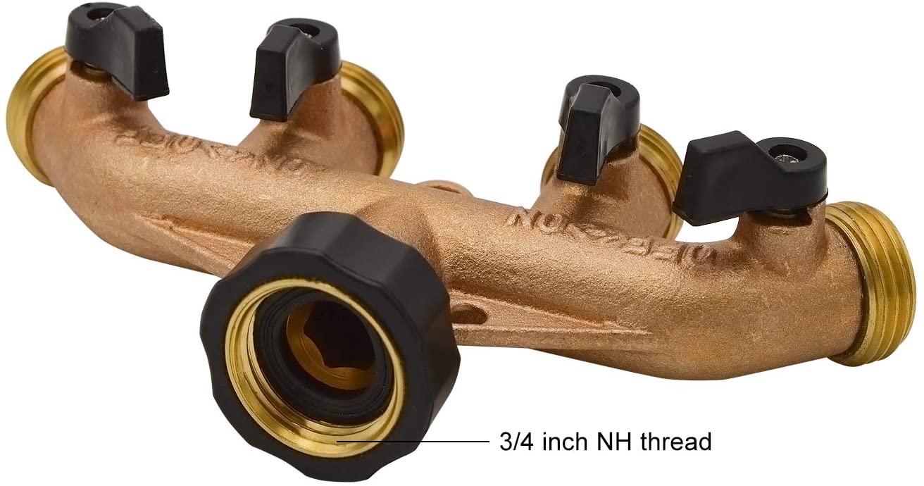 HYDRO MASTER 4 Ways Garden Hose Splitter,3/4" Garden Hose Spigot Adapter with 4 Valves,Fits All Garden Hose.