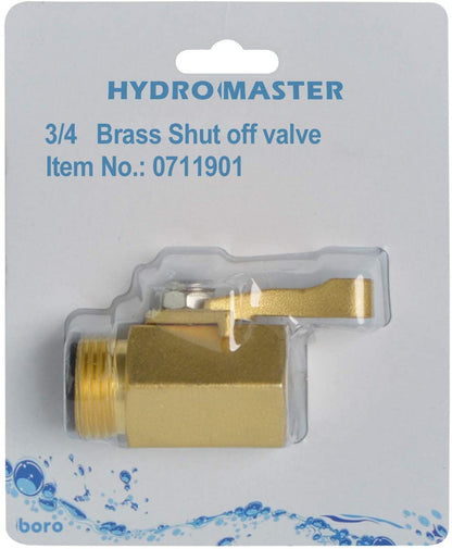 HYDRO MASTER Heavy Duty 3/4" Brass Shut Off Valve with Large Handle, Full Flow Garden Hose Connector