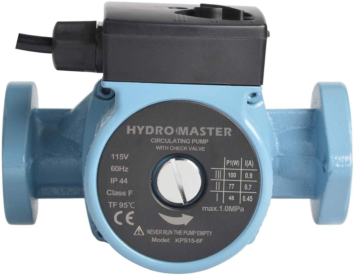 HYDRO MASTER 3/4" NPT Hot Water Circulator Pump with 3-Speed Control for Water Heater System (US standard Plug Included) and Full Size rubber gaskets.