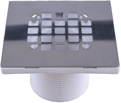 Hydro Master No-hub Bolt-down PVC Shower Drain with Top Stainless Steel Grate (Square) 2 inch or 3 inch