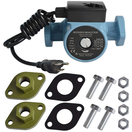 HYDRO MASTER 3/4" NPT Hot Water Circulator Pump with 3-Speed Control for Water Heater System (US standard Plug Included) and Full Size rubber gaskets.