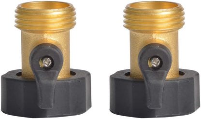HYDRO MASTER 3/4" NH Heavy Duty Brass Shut Off Valves/Garden Hose Connectors with Extra Rubber Seals, 2 Pack - watertech plumbing supply