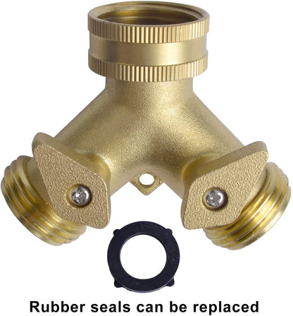 HYDRO MASTER 2 Way Garden Hose Splitter, Hose Connector, Heady Duty Solid Brass Shut Off Valve - watertech plumbing supply