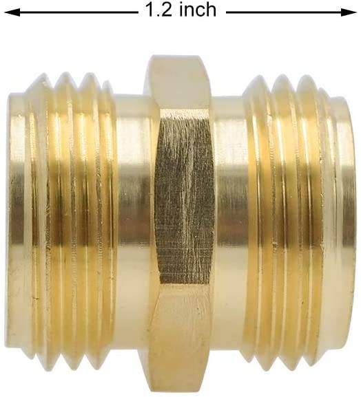 HYDRO MASTER 0712701 3/4 Inch Brass Garden Hose Adapter Double Male Quick Connector, Solid Brass 2 Pack - watertech plumbing supply
