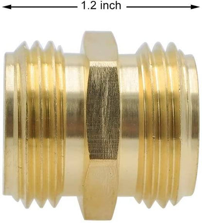 HYDRO MASTER 0712701 3/4 Inch Brass Garden Hose Adapter Double Male Quick Connector, Solid Brass 2 Pack - watertech plumbing supply