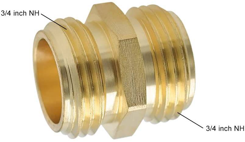 HYDRO MASTER 0712701 3/4 Inch Brass Garden Hose Adapter Double Male Quick Connector, Solid Brass 2 Pack - watertech plumbing supply