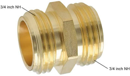 HYDRO MASTER 0712701 3/4 Inch Brass Garden Hose Adapter Double Male Quick Connector, Solid Brass 2 Pack - watertech plumbing supply
