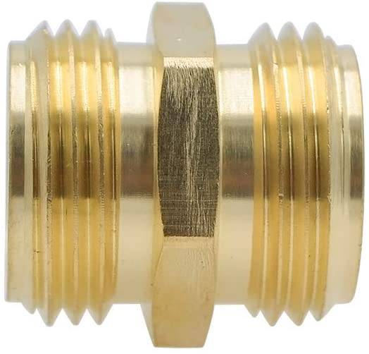 HYDRO MASTER 0712701 3/4 Inch Brass Garden Hose Adapter Double Male Quick Connector, Solid Brass 2 Pack - watertech plumbing supply
