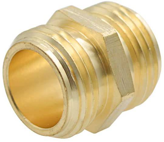 HYDRO MASTER 0712701 3/4 Inch Brass Garden Hose Adapter Double Male Quick Connector, Solid Brass 2 Pack - watertech plumbing supply