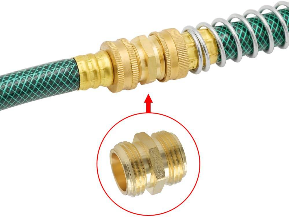 HYDRO MASTER 0712701 3/4 Inch Brass Garden Hose Adapter Double Male Quick Connector, Solid Brass 2 Pack - watertech plumbing supply