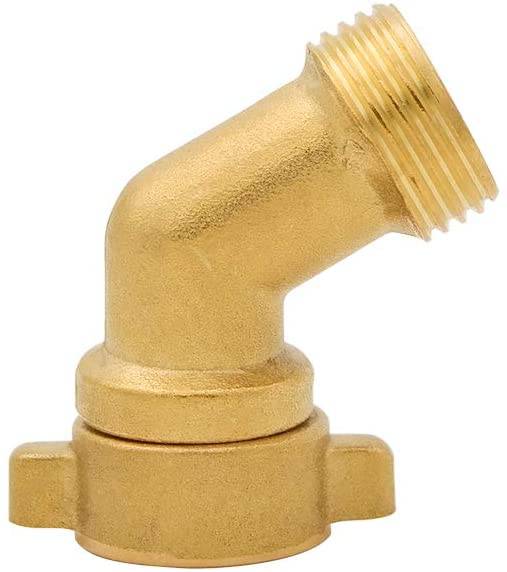 HYDRO MASTER 45 Degree Hose Elbow Garden Hose Connector Quick Swivel Connect Adapter, Solid Brass - watertech plumbing supply