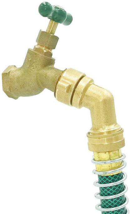 HYDRO MASTER 45 Degree Hose Elbow Garden Hose Connector Quick Swivel Connect Adapter, Solid Brass - watertech plumbing supply