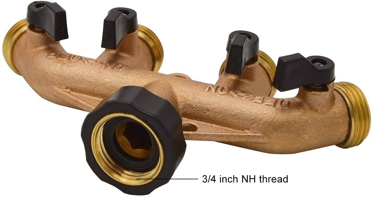 HYDRO MASTER 4 Ways Garden Hose Splitter,3/4" Garden Hose Spigot Adapter with 4 Valves,Fits All Garden Hose. - watertech plumbing supply