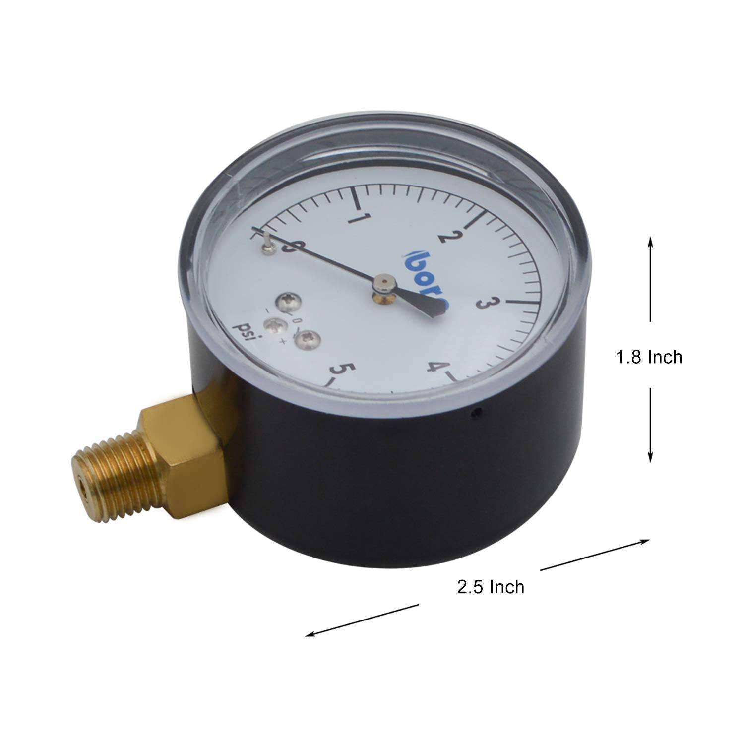HYDRO MASTER 0221601 Gas Test Gauge Kit,2-1/2" Steel case Low Pressure Gauge(0-5 Psi),1/4"NPT Brass Lower,3/4" FNPT Chromed Manifold，+/- 1.5% Accuracy - watertech plumbing supply