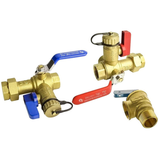 Hydro Master 3/4-Inch IPS Isolator Tankless Water Heater Service Valve Kit with Pressure Relief Valve, Clean Brass（副本） - watertech plumbing supply